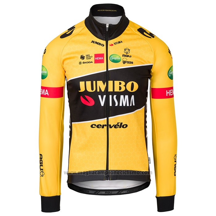 2022 Abbigliamento Ciclismo Jumbo Visma Nero Giallo Manica Lunga e Salopette